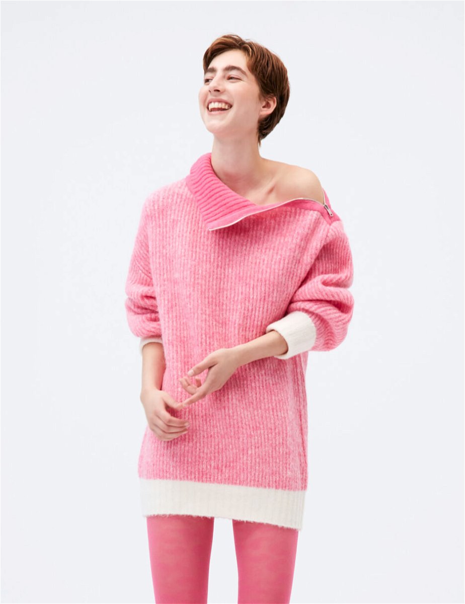 GANNI - Soft Wool Knit rosa strikkegenser