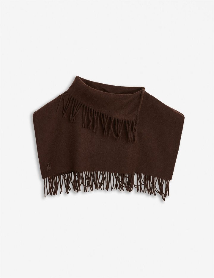Monogram wool cashmere scarf macadamia